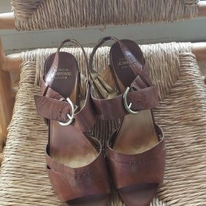 Joan and David brown leather sandals